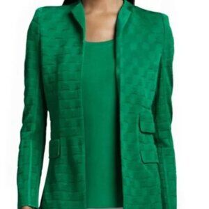 Misook Green Textured Jacket Open Front Cardigan Knit Sweater Medium